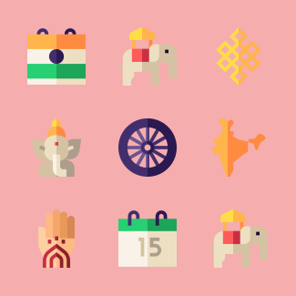 India Independence Day icons pack