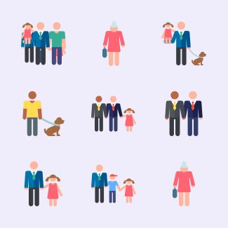 Types of families icons pack