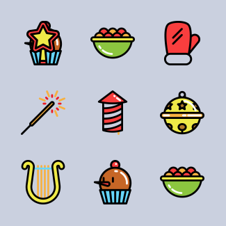 Linear Christmas Ornaments icons pack