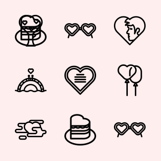 Saint Valentine Day Lineal icons pack