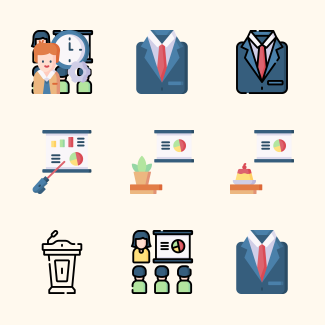 Business meeting icons pack