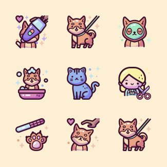 Pet Grooming icons pack