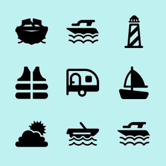 Adventure holidays icons pack