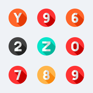 Alphabet and numbers icons pack