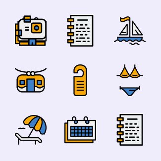 Summer holidays color wih stroke icons pack