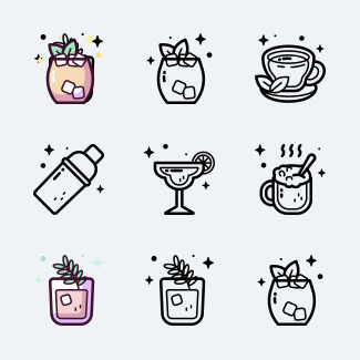 Beverages icons pack