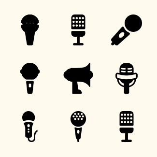 Bullhorn And Mics Fill icons pack