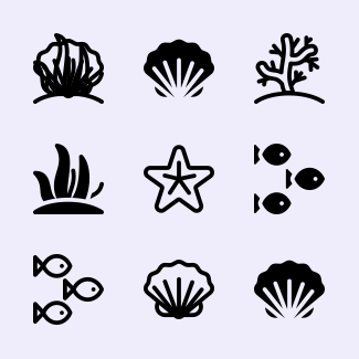 Sea life icons pack