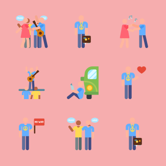 Hippies icons pack