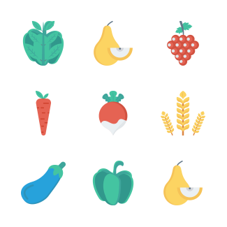 Fruits and Vegetables icons pack