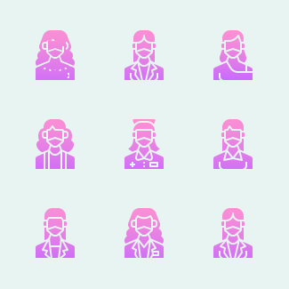 Woman avatar mask icons pack