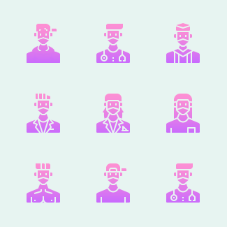 Man avatar mask icons pack