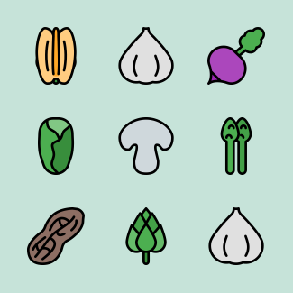 Vegetables and seeds icons pack