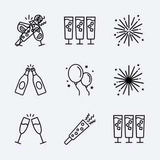 New years eve icons pack