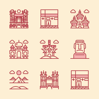 World Landmark icons pack