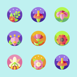 Tropical Flower Design icons pack