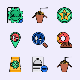 Food delivery icons pack