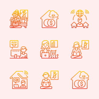 Work from home and relax icons pack
