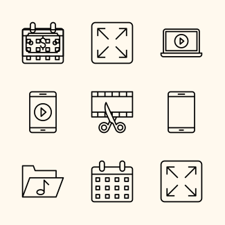 Cinema hall and movie making icons pack