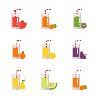 Fruit and Vegetable juice collection icons pack