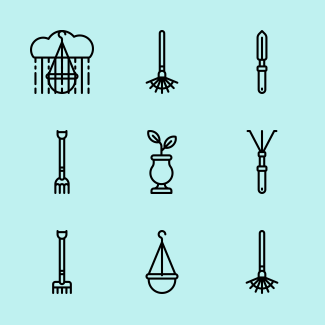 Linear Gardening Tools icons pack