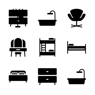 Furniture Fill Icons icons pack
