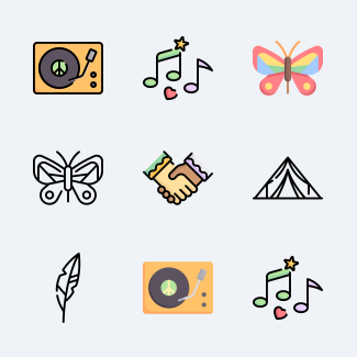 Hippies icons pack