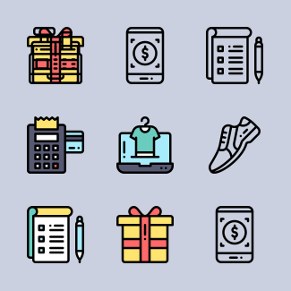 Online shopping icons pack