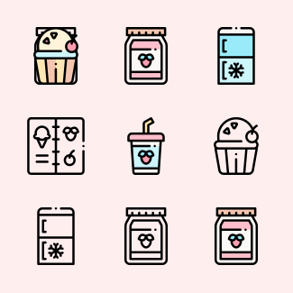 Ice cream shop icons pack