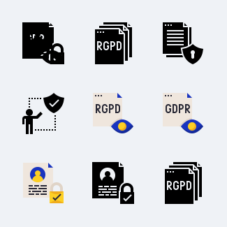 General Data Protection Regulation  GDPR  RGPD icons pack
