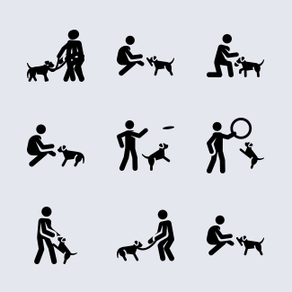 Dog training pictograms icons pack