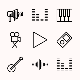 Music and Multimedia Linear icons pack