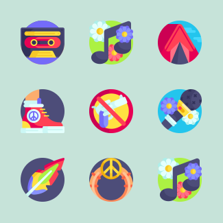 Hippies icons pack