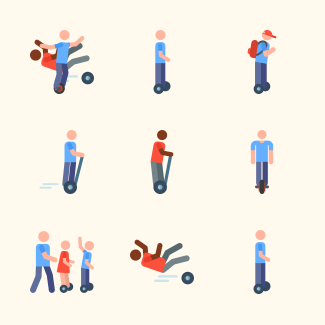 Self balancing electric scooters icons pack