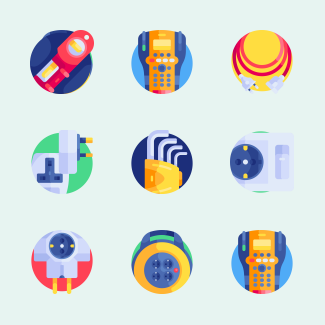 Electrician Tools and Elements icons pack