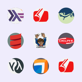 Software development logos icons pack
