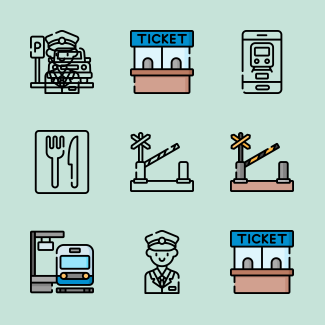 Train station icons pack