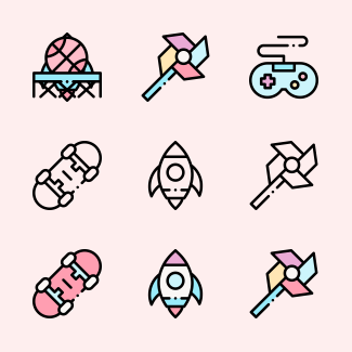 Children toys icons pack