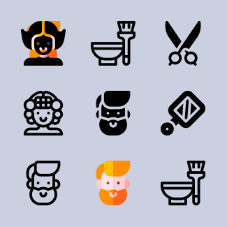 Hairdressing and Barber Shop icons pack