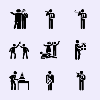 Birthday pictograms icons pack