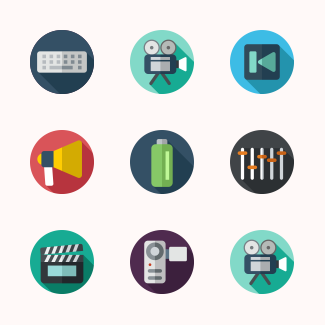 Rounded multimedia icons pack