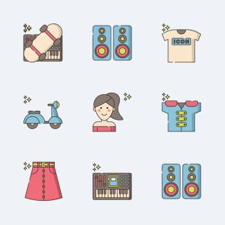 Eighties 80s Nostalgia icons pack