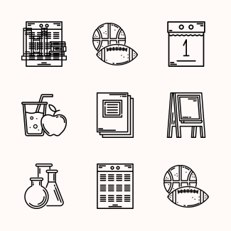 Linear Detailed High School Elements icons pack