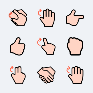 Linear Hand Gestures icons pack