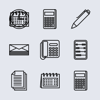 Office Supplies Line Craft icons pack