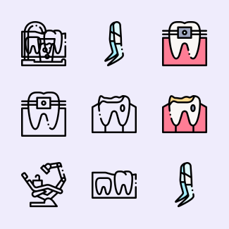 Dental care icons pack