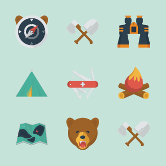 Camping icons pack