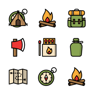 Camping icons pack