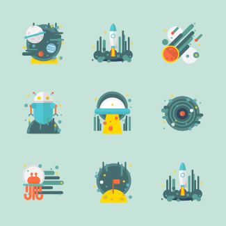 Space Flat - Galaxy radio icons pack