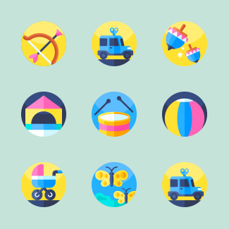 Baby and toys icons pack